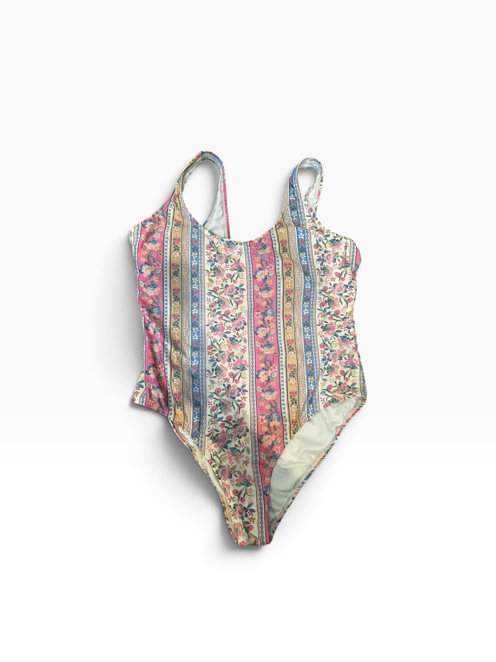 O'Neill Pink Floral Stripe Kids One-Piece Swimsuit